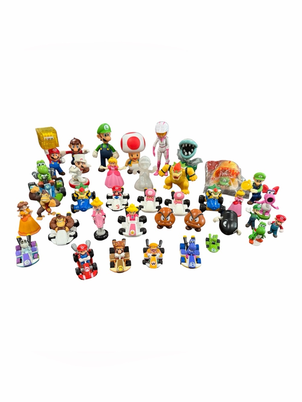 Mario, Luigi, Donkey Kong, Peach, Yoshi - Figures & Cars 37 Pc Lot